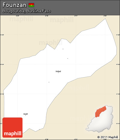 Classic Style Simple Map of Founzan, single color outside