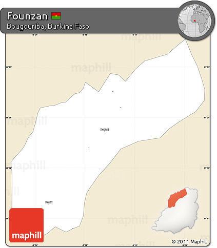 Classic Style Simple Map of Founzan, single color outside