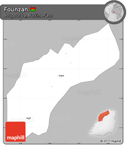 Gray Simple Map of Founzan, single color outside