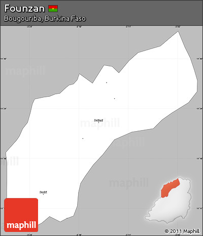 Gray Simple Map of Founzan, single color outside