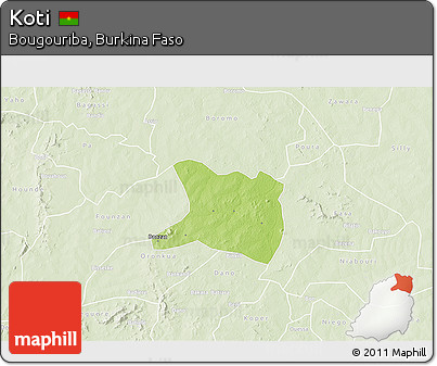 Physical 3D Map of Koti, lighten
