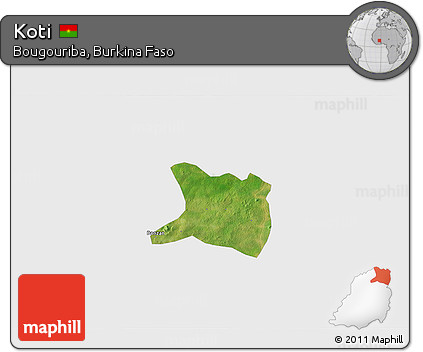 Satellite 3D Map of Koti, single color outside