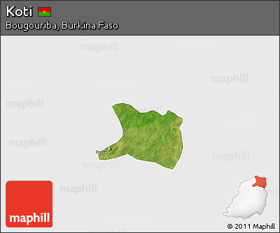 Satellite 3D Map of Koti, single color outside