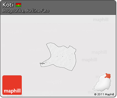 Silver Style 3D Map of Koti, single color outside