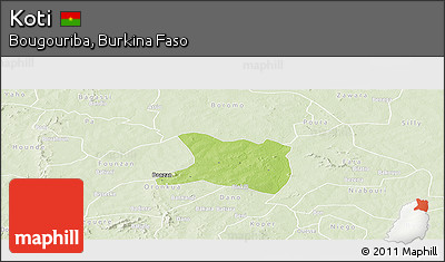 Physical Panoramic Map of Koti, lighten