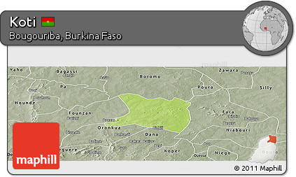 Physical Panoramic Map of Koti, semi-desaturated