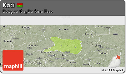 Physical Panoramic Map of Koti, semi-desaturated