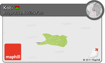 Physical Panoramic Map of Koti, single color outside