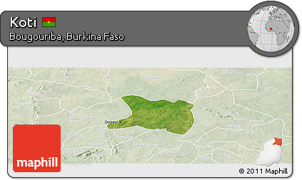 Satellite Panoramic Map of Koti, lighten