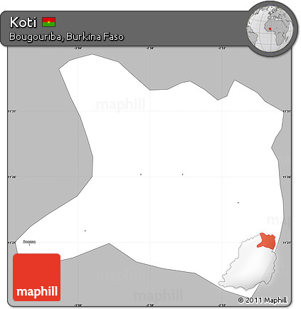 Gray Simple Map of Koti, single color outside