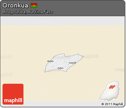 Classic Style 3D Map of Oronkua, single color outside