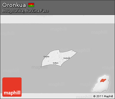 Gray 3D Map of Oronkua, single color outside