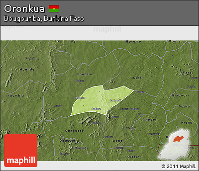 Physical 3D Map of Oronkua, darken