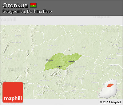 Physical 3D Map of Oronkua, lighten