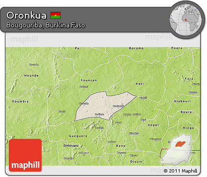 Shaded Relief 3D Map of Oronkua, physical outside