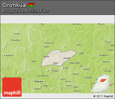 Shaded Relief 3D Map of Oronkua, physical outside