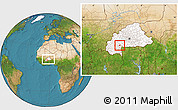 Satellite Location Map of Oronkua, highlighted country, within the entire country