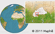 Satellite Location Map of Oronkua, highlighted country, highlighted parent region, within the entire country