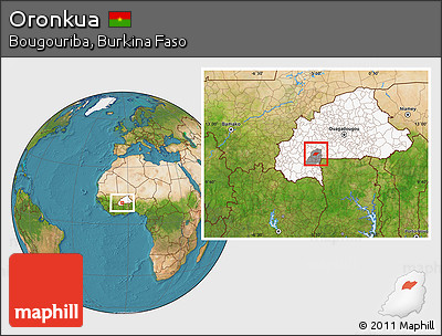 Satellite Location Map of Oronkua, highlighted country, highlighted parent region