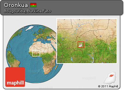 Satellite Location Map of Oronkua, highlighted parent region, within the entire country