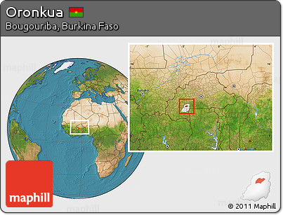 Satellite Location Map of Oronkua, highlighted parent region, within the entire country