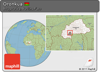 Savanna Style Location Map of Oronkua, highlighted country, highlighted parent region