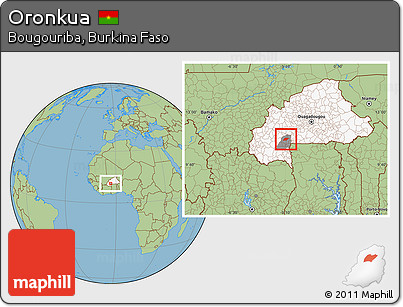 Savanna Style Location Map of Oronkua, highlighted country, highlighted parent region