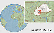 Savanna Style Location Map of Oronkua, highlighted country, highlighted parent region, hill shading