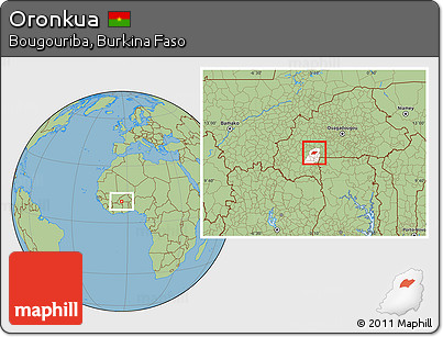 Savanna Style Location Map of Oronkua, highlighted parent region