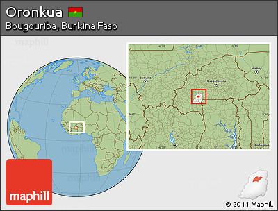 Savanna Style Location Map of Oronkua, highlighted parent region