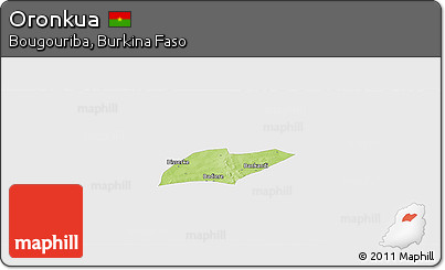 Physical Panoramic Map of Oronkua, single color outside