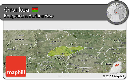 Satellite Panoramic Map of Oronkua, semi-desaturated