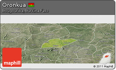 Satellite Panoramic Map of Oronkua, semi-desaturated