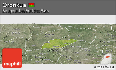 Satellite Panoramic Map of Oronkua, semi-desaturated
