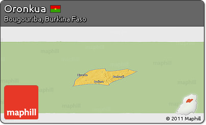 Savanna Style Panoramic Map of Oronkua, single color outside