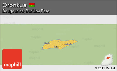 Savanna Style Panoramic Map of Oronkua, single color outside