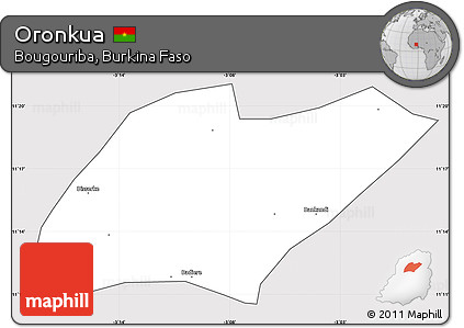 Silver Style Simple Map of Oronkua, cropped outside