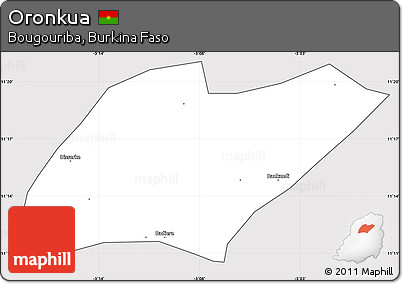 Silver Style Simple Map of Oronkua, cropped outside