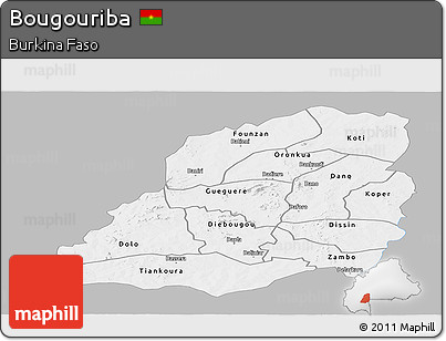 Gray Panoramic Map of Bougouriba, single color outside