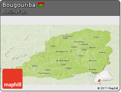 Physical Panoramic Map of Bougouriba, lighten