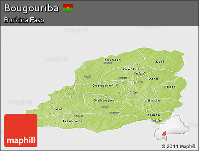 Physical Panoramic Map of Bougouriba, single color outside