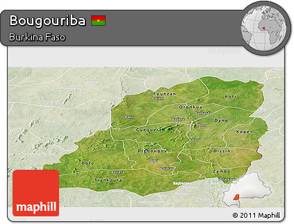 Satellite Panoramic Map of Bougouriba, lighten