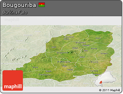 Satellite Panoramic Map of Bougouriba, lighten