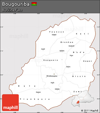 Classic Style Simple Map of Bougouriba, cropped outside
