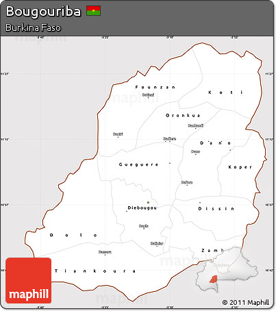 Classic Style Simple Map of Bougouriba, cropped outside