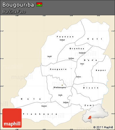 Classic Style Simple Map of Bougouriba, single color outside