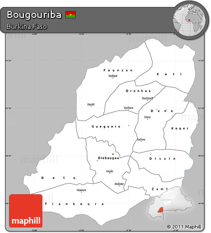 Gray Simple Map of Bougouriba, single color outside