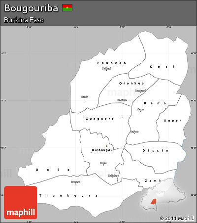 Gray Simple Map of Bougouriba, single color outside