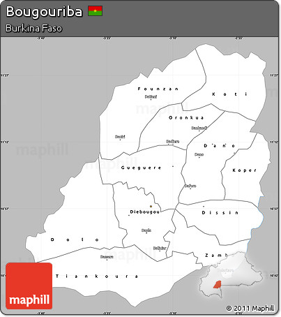 Gray Simple Map of Bougouriba, single color outside