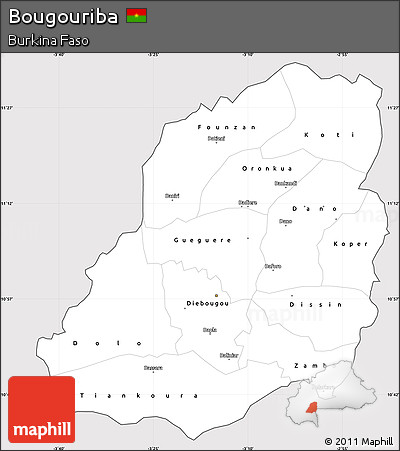 Silver Style Simple Map of Bougouriba, cropped outside